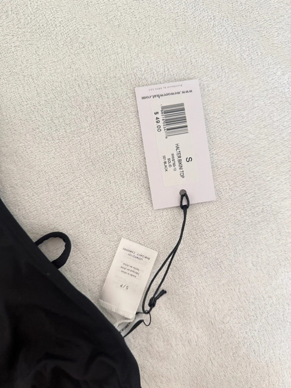 NWT-WeWoreWhat Black Halter Tie Bikini Top-S